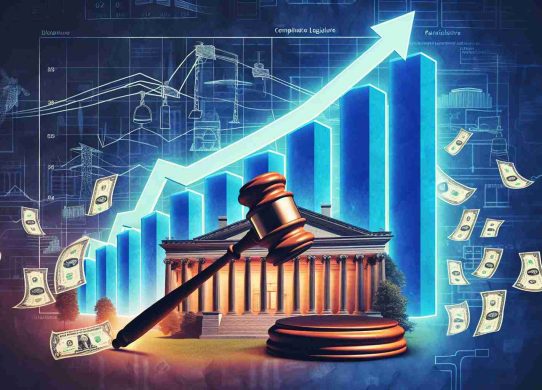 A vivid, high-resolution digital image representing the concept of increasing electricity bills in Connecticut, shown as a rising chart or graph to indicate the growth. The image is compounded with elements symbolizing new legislature, perhaps a gavel, parliamentary building, or a roll of legislation paper. The overall mood of the image is hopeful, suggesting potential relief from these rising costs.